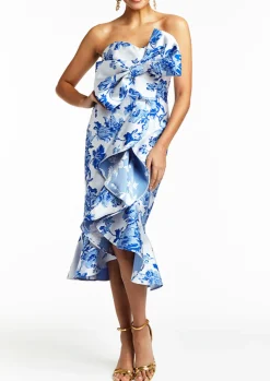 Stephanie Bow Dress in Porcelain Blue