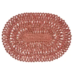 Straw Loop Oval Placemat in Coral