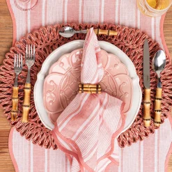 Straw Loop Oval Placemat in Coral