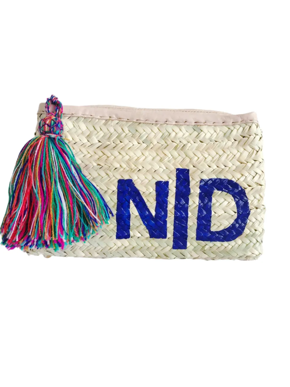 Straw Monogram Clutch