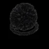 Straw Pompom Napkin Rings in Black, Set of Four