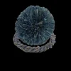 Straw Pompom Napkin Rings in Indigo, Set of Four