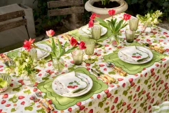 Strawberry Placemat and Napkin Set in Green
