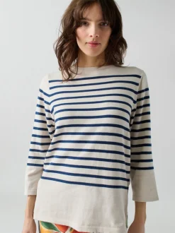 Striped Boatneck in Navy