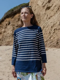 Striped Boatneck in Navy