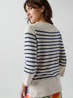 Striped Boatneck in Navy
