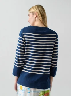 Striped Boatneck in Navy