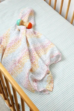 Striped Crib Sheet in Stripes Away Sea