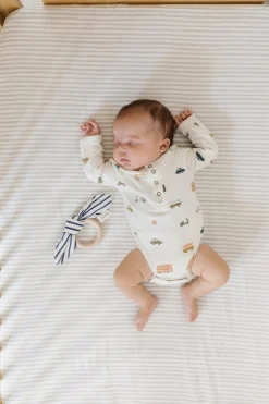 Striped Crib Sheet in Stripes Away Sea