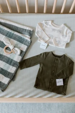 Striped Crib Sheet in Stripes Away Sea