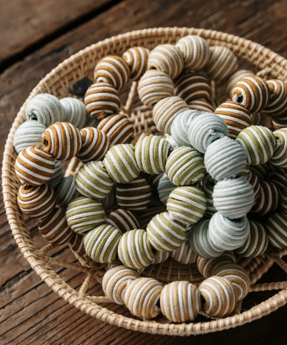 Striped Napkin Rings in Chalk Blue, Set of 4