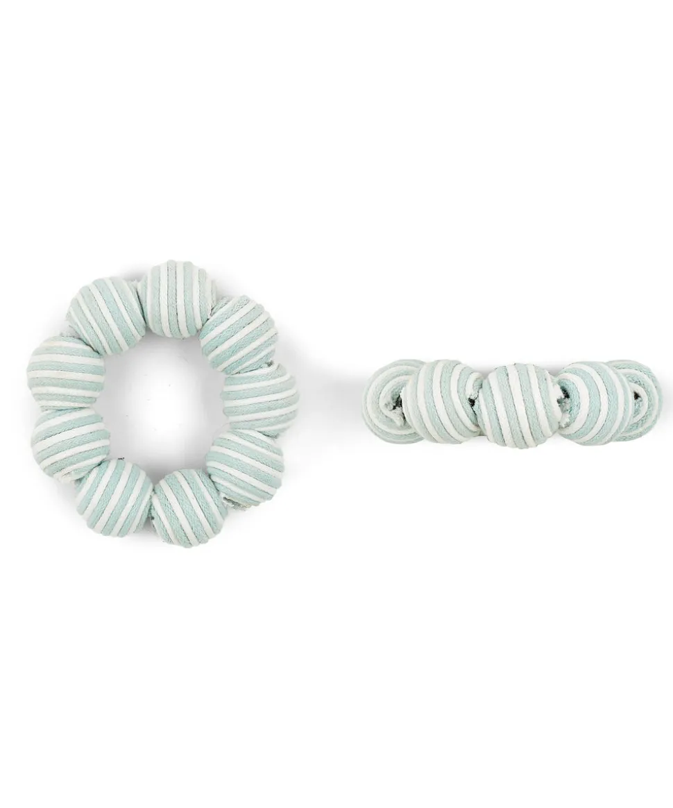 Striped Napkin Rings in Chalk Blue, Set of 4