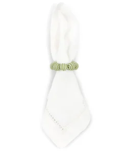 Striped Napkin Rings in Sage, Set of 4