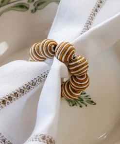 Striped Napkin Rings in Tobacco, Set of 4