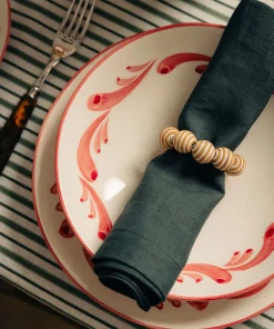 Striped Napkin Rings in Tobacco, Set of 4