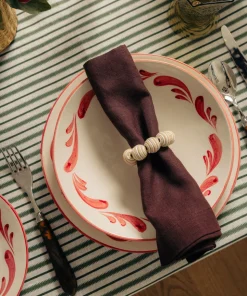 Striped Napkin Rings in Taupe, Set of 4