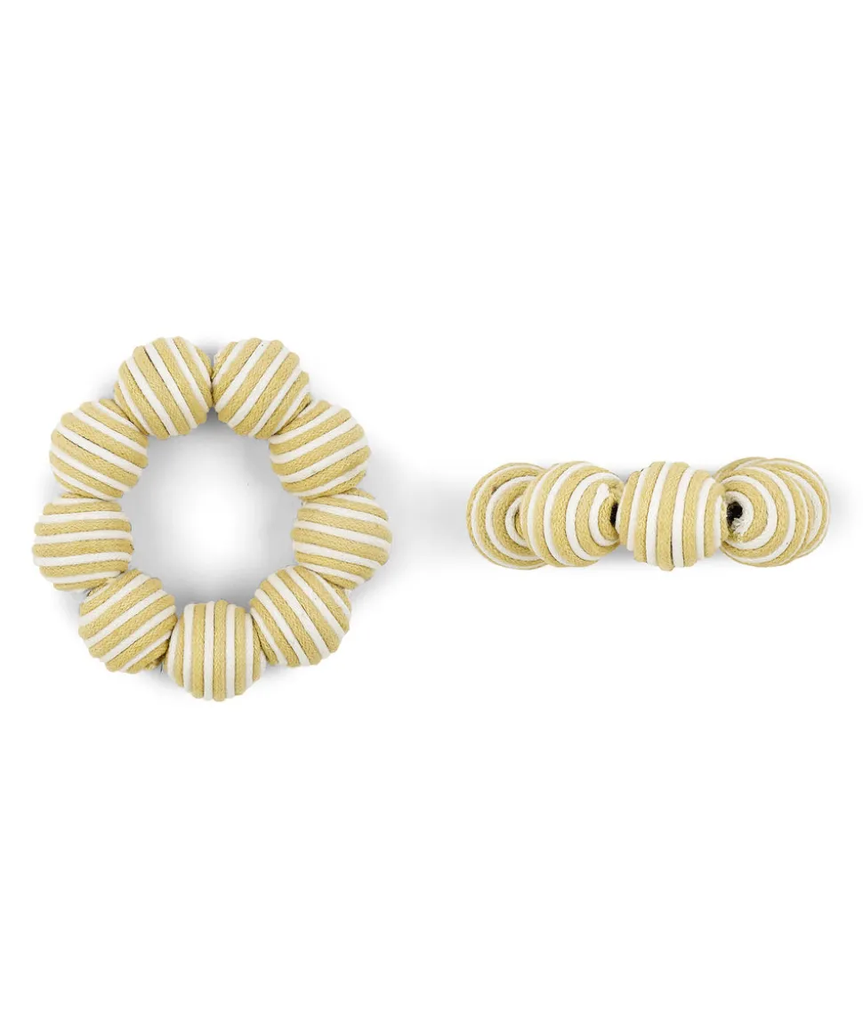 Striped Napkin Rings in Taupe, Set of 4