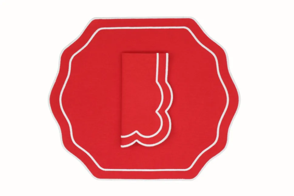 Stucco Red Linen Napkin and Placemat, Set of 2