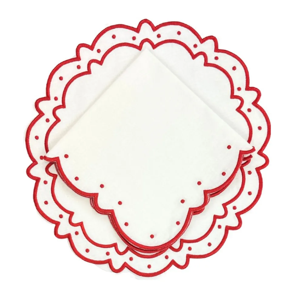 Studio Collection - Ava Napkins in White and Red, Set of 4