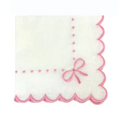 Studio Collection - Juliet Bows Napkins in White and Pink, Set of 4