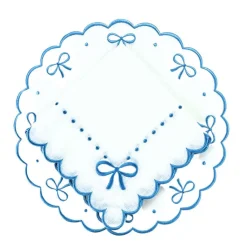 Studio Collection - Juliet Bows Napkins in White and Blue, Set of 4