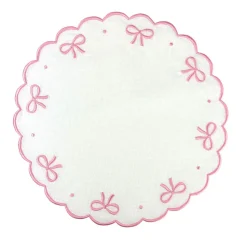 Studio Collection - Juliet Bows Placemats in White and Pink, Set of 4