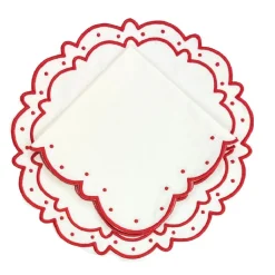 Studio Collection - Linen: Ava Placemats - White/Red, Set of 4
