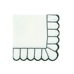 Studio Collection in Linen: Pippa Napkin in White/Dark Green, Set of 4