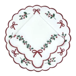 Studio Collection in Linen: Holly & Bows Placemat, Set of 4
