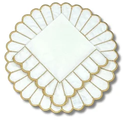 Studio Collection in Linen: Pippa Napkin in White/Gold, Set of 4