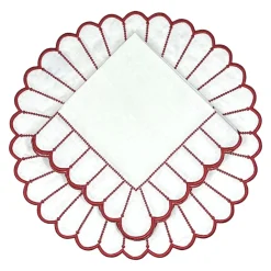 Studio Collection in Linen: Pippa Napkin in White/Red, Set of 4