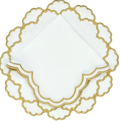 Studio Collection Lillian Napkin in White/Gold, Set of 4