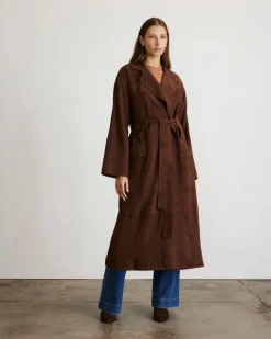 Suede Clayton Coat in Chocolate