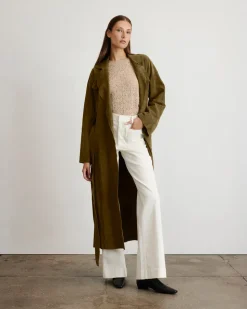 Suede Clayton Coat in Olive