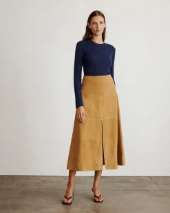 Suede Hudson Skirt in Camel