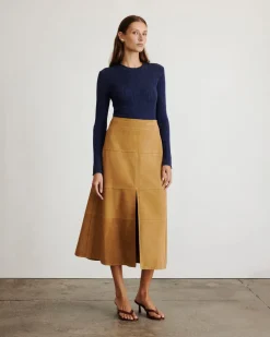 Suede Hudson Skirt in Camel