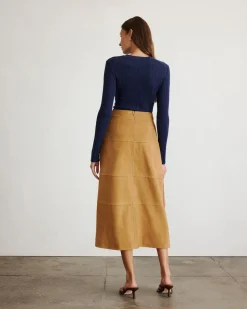 Suede Hudson Skirt in Camel