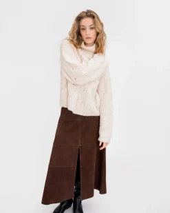 Suede Hudson Skirt in Chocolate