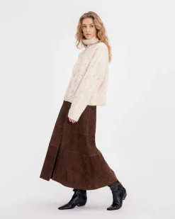 Suede Hudson Skirt in Chocolate