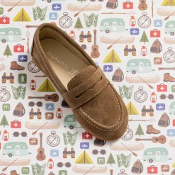 Suede Penny Loafer Toffee Brown