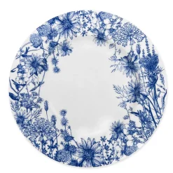 Summer Blues Rimmed Dinner Plate Blue