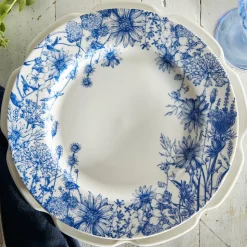 Summer Blues Rimmed Dinner Plate Blue