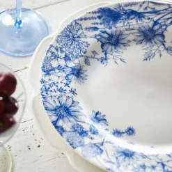 Summer Blues Rimmed Dinner Plate Blue