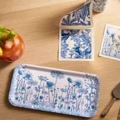 Summer Blues Small Rectangular Birchwood Tray