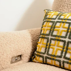 Sunday Power Recliner and Swivel Glider in Chai Shearling with Dark Wood Base