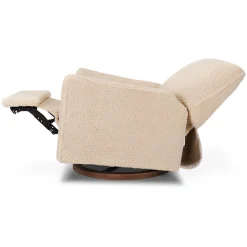 Sunday Power Recliner and Swivel Glider in Chai Shearling with Dark Wood Base