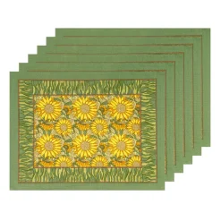 Sunflower Mats in Yellow & Green, Set of 6