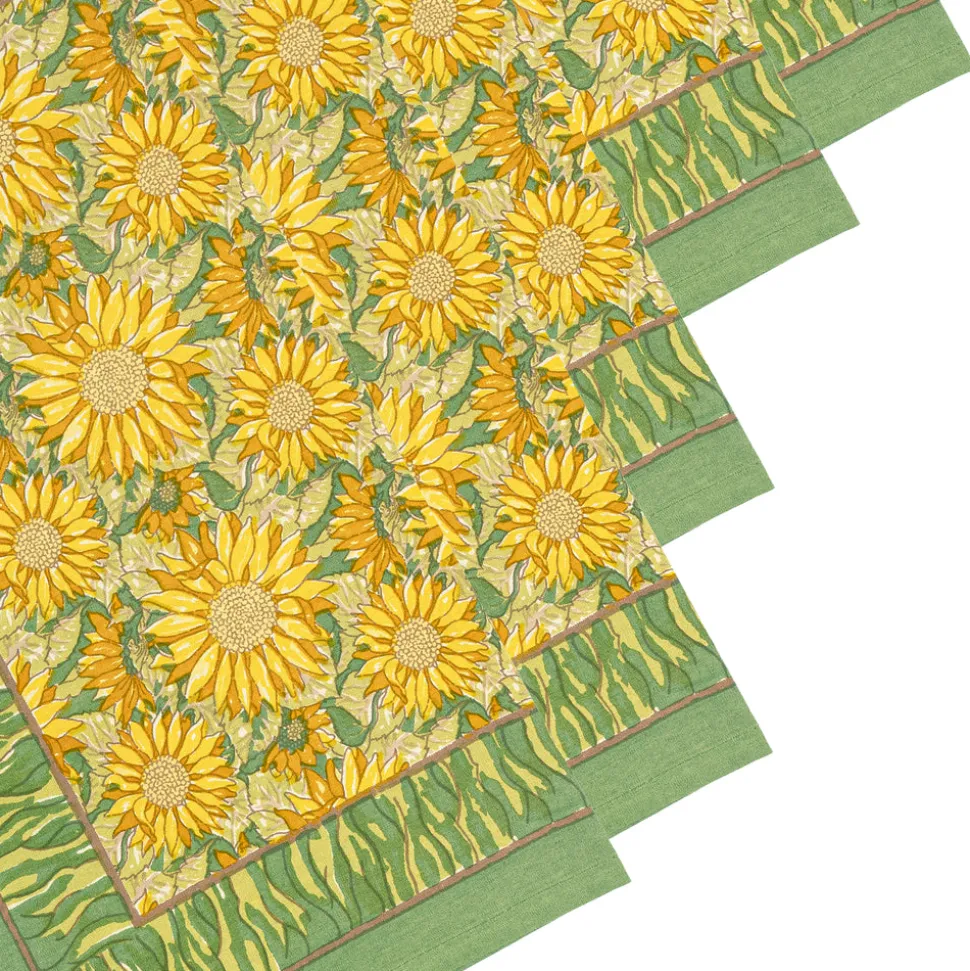 Sunflower Napkins in Yellow & Green, Set of 6