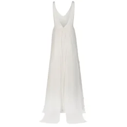 Sunny Gown in Ivory Georgette with Scallop Floral Embellishment