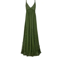 Sunny Gown in Pine Georgette with Scallop Floral Embellishment